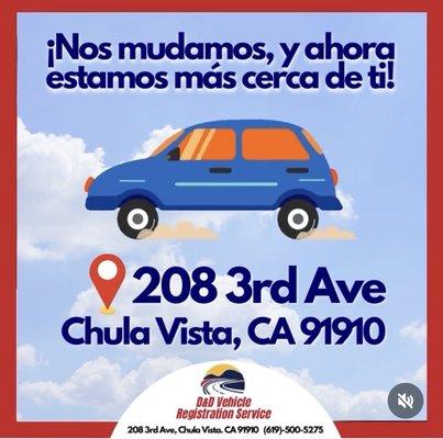 This is our address.... Now in CHULA VISTA!