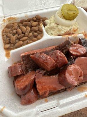 Sausage and brisket plate