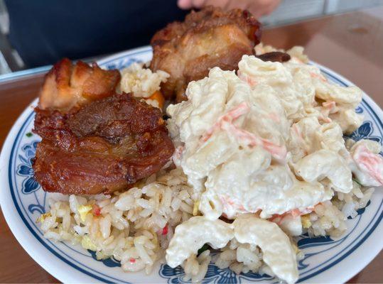 Mini Mochiko Chicken w/ Shrimp Fried Rice (comes with Mac Salad)