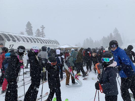 All of our ski gear on the beautiful, snowy mountain!