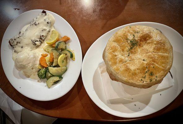 Chicken Fried Chicken (l), Pot Pie (r)