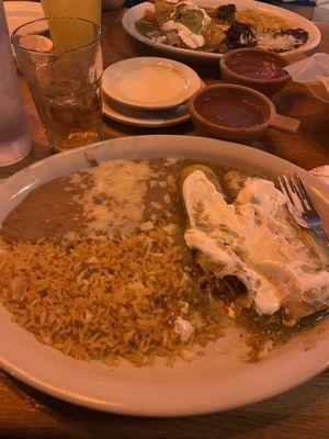 Enchiladas Verdes with sour cream!