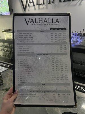 Beer menu page 1