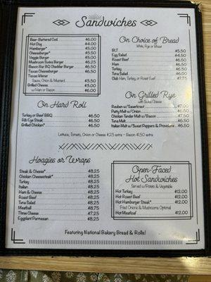 Updated menu