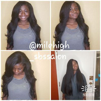 Full head sew in with leave out 20 inches yaki straight