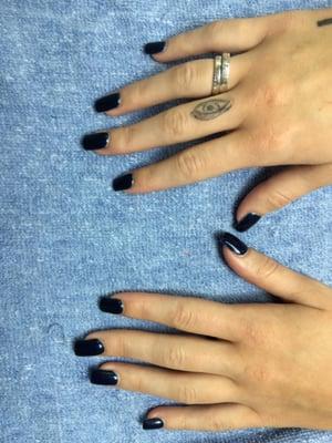 Russian navy gel on acrylic.