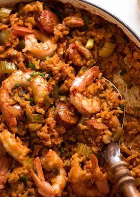 Jambalaya with dirty rice.