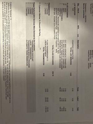 Flush transmission x3 times was the prerequisite. They also wanted me to drive 300miles before finishing the work.