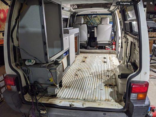 96' VW eurovan camper subfloor replacement.