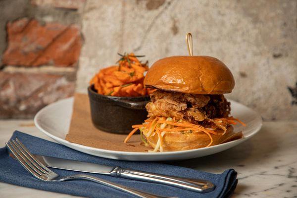 Classic Creole Chicken Sandwich at Nina's Creole Cottage at Caesars New Orleans in the Heart of the Quarter, Open 7 Days a Week.