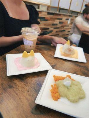 Tofu pudding and mango sticky rice