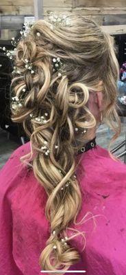 Hair extensions and bride hair with hi and low lights