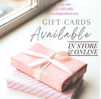 Gift certificate available any time in store and online