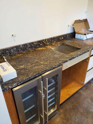 Bar area with sink cut in.  AAA did fabulous job putting my new house together.