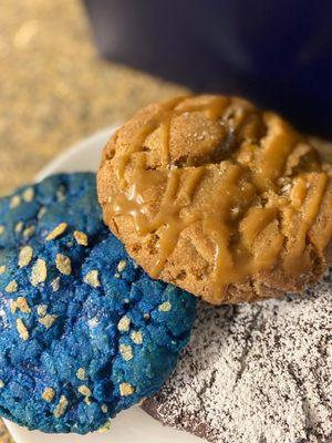 Churro, Blue Rice Krispy and Molten Lava