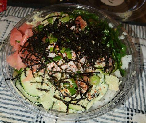 Large Poke Bowl with 3 proteins.