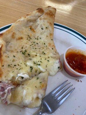 Ham and cheese calzone.  I forgot to photograph my croffle - it was so good that I ate it too quickly.