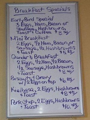 Breakfast Specials... you know it's real when they write it out...