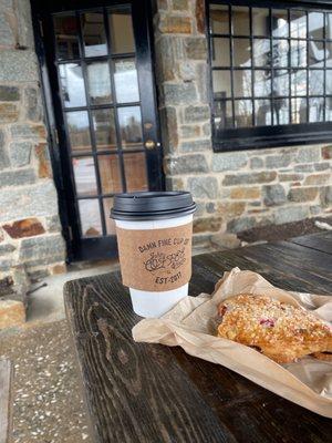 Cranberry orange scone and a small latte.