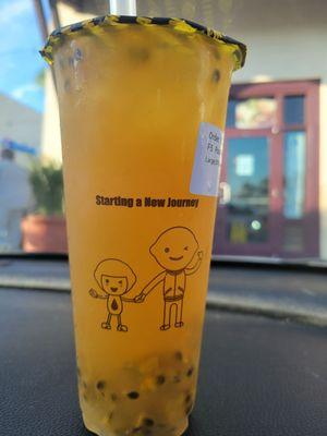 Jasmine Passion Fruit Lemonde with Aloe, Light Ice, 50% Sweet