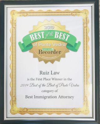 Thank you for voting our firm Best of the Best Immigration Law Firm