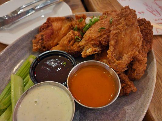 Fried Wings with trio sauces