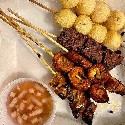 Fish ball, Betamax, Pork Isaw, and Filipino BBQ