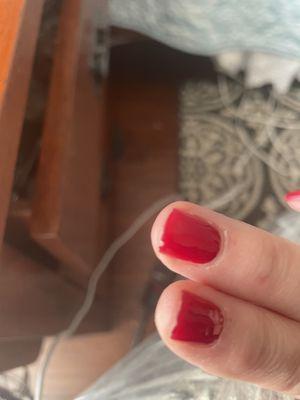 Gel manicure at 6 days