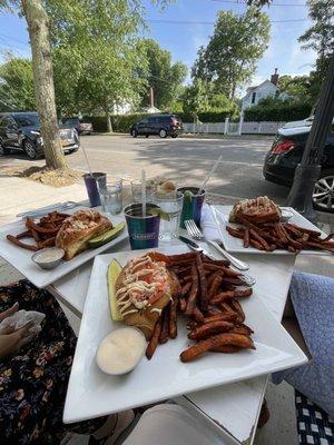 Lobster roll- sweet potato fries