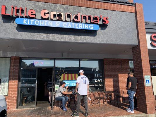 Storefront, outdoor and indoor seating