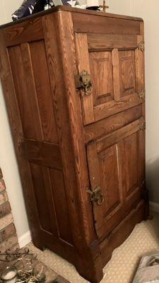 This is a vintage oak icebox I am selling - please call me at 910-231-9063 I if interested- Asking $535 but will negotiate-