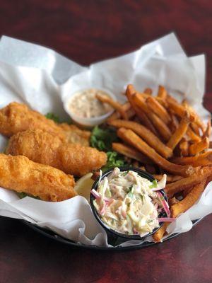 Fish and chips and a side of slaw