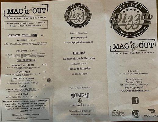 Menu - front