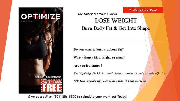 FREE 2-WEEK PASS for group exercise and weight loss class