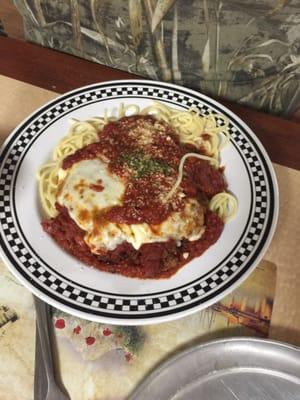 Chicken Parm. HUGE serving. Probably could split with someone.