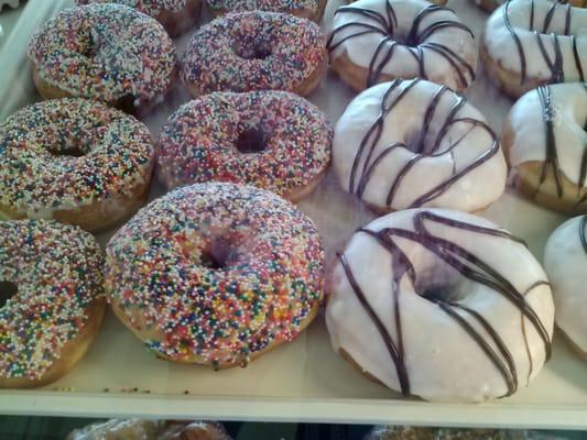 All types of iced yeast donuts