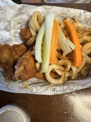 Mild wings and curly fries