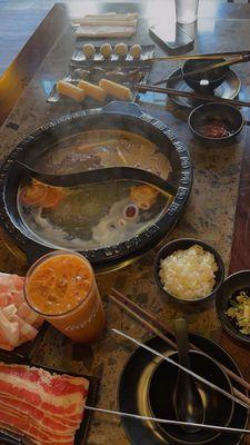 Hotpot and Thai ice tea