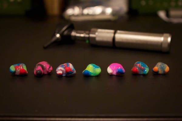 Custom earmolds, swimplugs, hearing protection