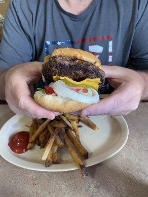 Northwestern 1/2 pound cheeseburger w all the toppings.