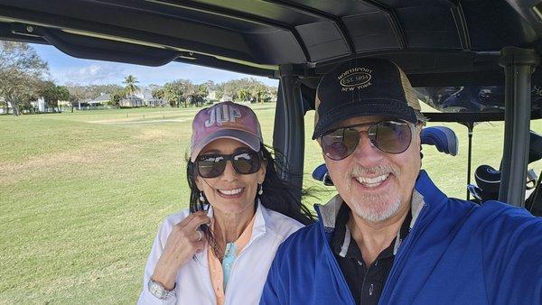 ROSARIO S. CASSATA AND CAROLYN CASSATA AT THE ABACOA GOLF COURSE IN JUPITER, FLORIDA.