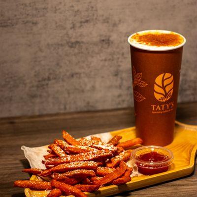 Hot Egg Coffee & Sweet Potato Fries