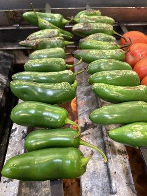 Grilled peppers and tomatoes. Yum!