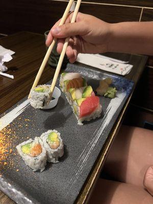 Rainbow roll and Alaska roll