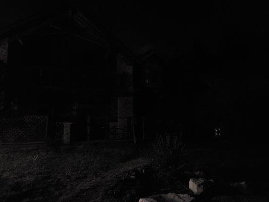 What the property actually looks like at night - poorly lit (unlike the pictures)