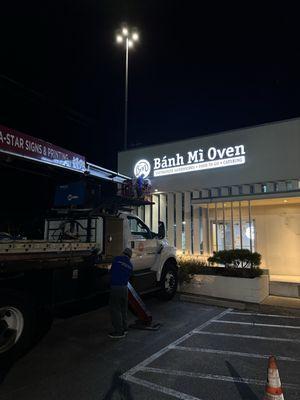 Banh Mi Oven installed their sign today.