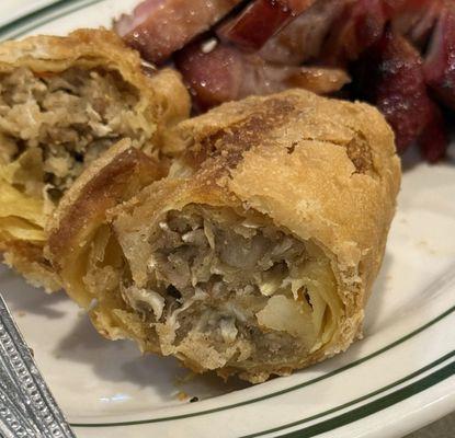 Shrimp egg roll with old spoiled cabbage in it