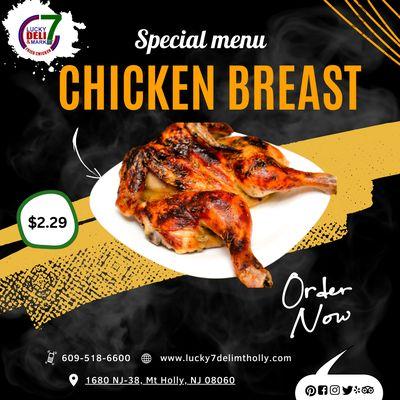 There's no world without Chicken.
 Order Now  https://lucky7delimtholly.com/menu
 .
 #chickenbreast #chicken #friedchicken