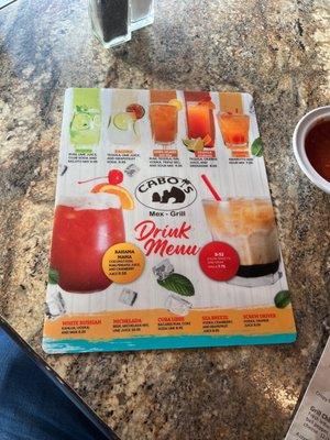 Drink menu