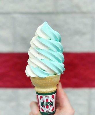 Cotton Candy and Vanilla Twist Custard Cone